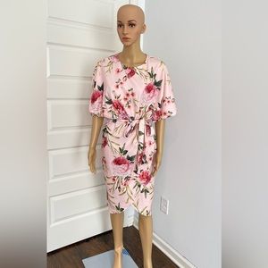 Floral Midi Dress With Belt - Size 10 - Gently Used